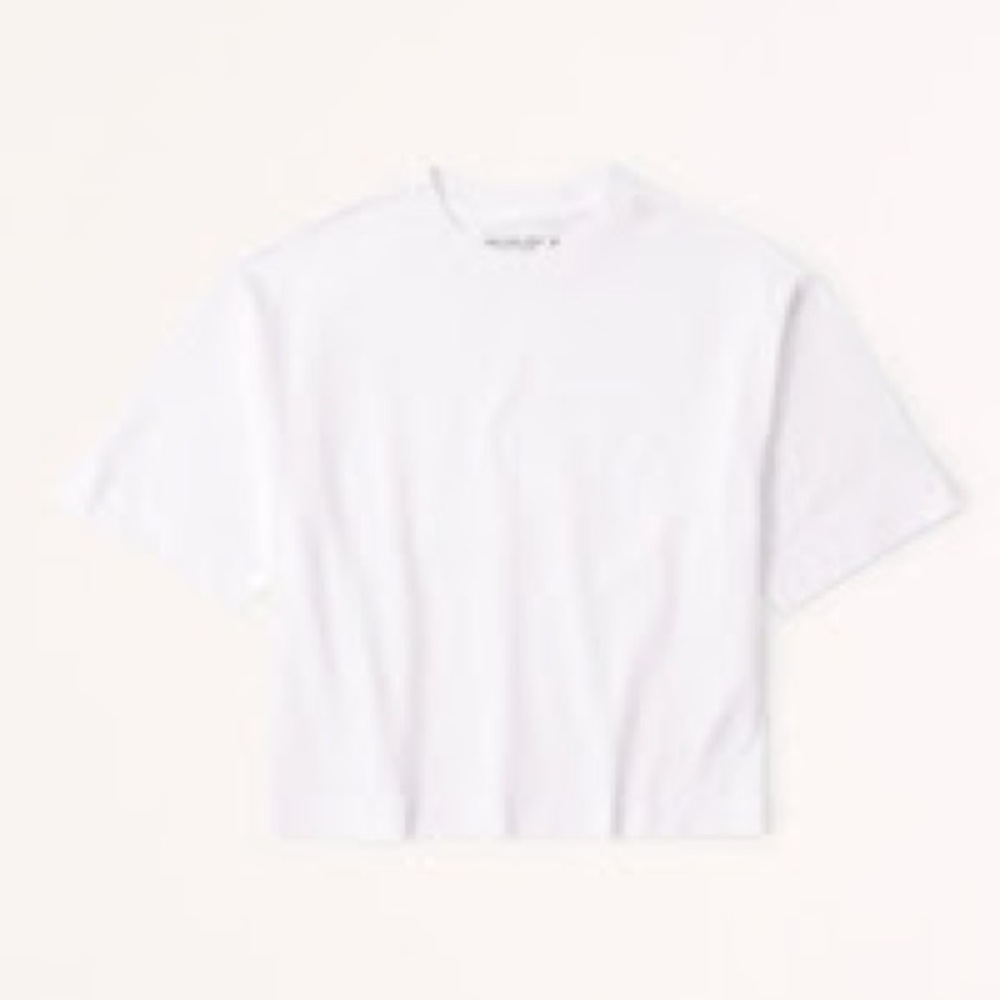 Abercrombie & Fitch Essential Short-Sleeve Wedge Tee, White, Medium